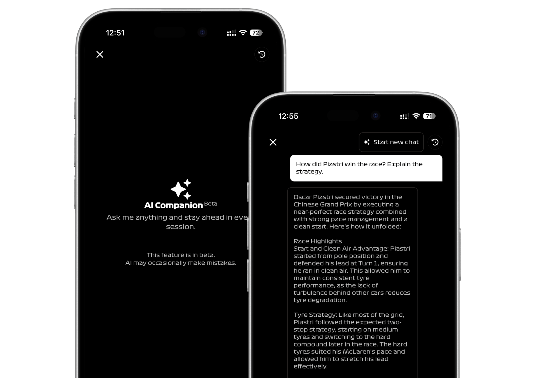 Formula Live Pulse AI Assistant Screen Example