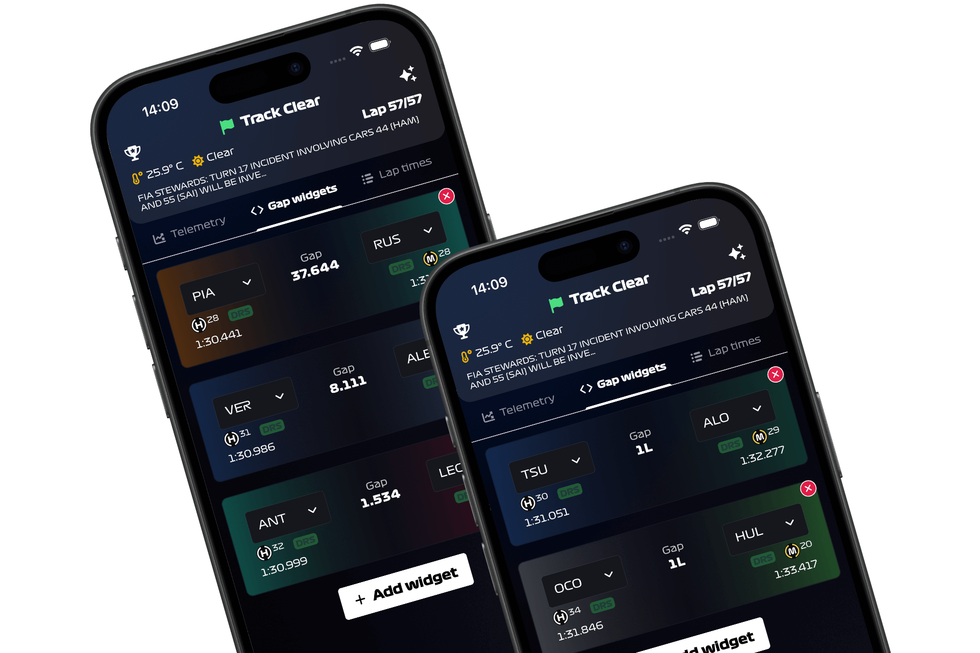 Formula Live Pulse Gap Widgets Screen Example