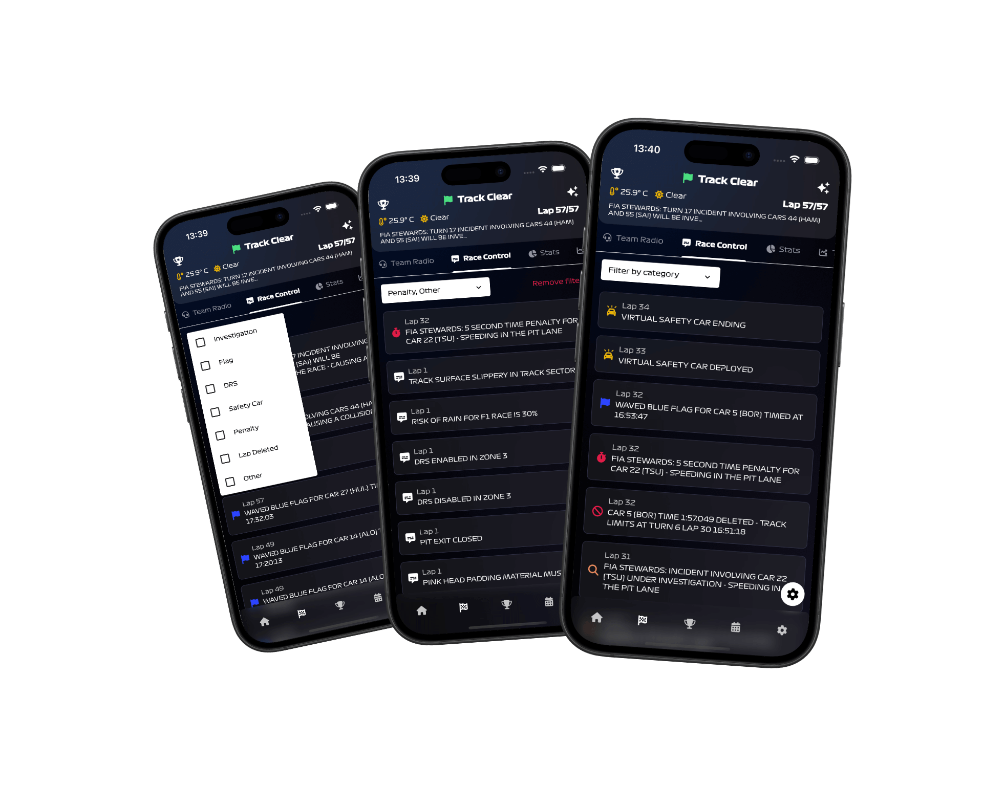 Formula Live Pulse Race Control Messages Screen Example